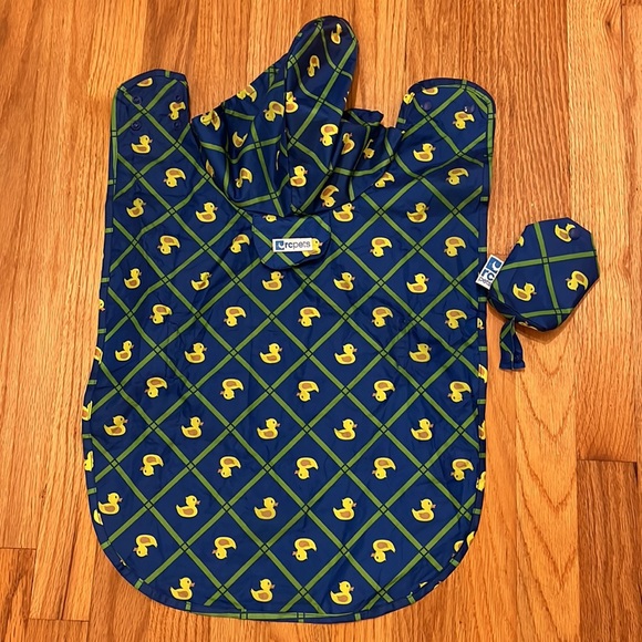 RC PETS | Packable Rain Poncho in Blue/Yellow Rubber Ducky Print, Size Medium - Picture 3 of 11